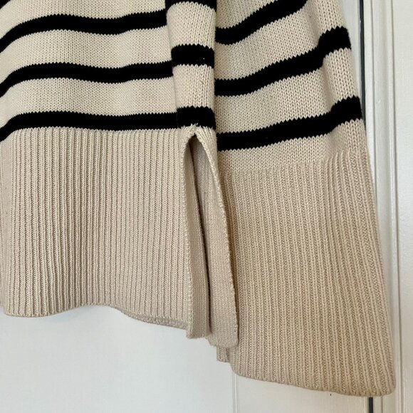 GAP Striped Crewneck Split-hem Cotton Sweater | Size XS - Picture 7 of 9